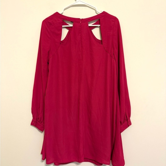 2/$25 Love & Love - Long Sleeve Fuscia Mini Dress w/ Cutouts - Picture 9 of 9